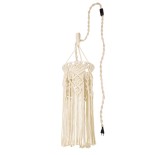 GloboStar® BAHRI 36211 Boho Κρεμαστό Φωτιστικό Μακραμέ Μονόφωτο 1 x E27 IP20 Μπεζ Βαμβακερό Νήμα - Μ20 x Π20 x Υ65cm