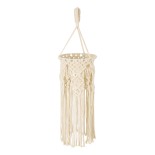 GloboStar® BAHRI 36211 Boho Κρεμαστό Φωτιστικό Μακραμέ Μονόφωτο 1 x E27 IP20 Μπεζ Βαμβακερό Νήμα - Μ20 x Π20 x Υ65cm