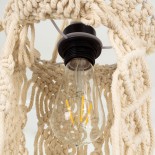 GloboStar® BAHRI 36211 Boho Κρεμαστό Φωτιστικό Μακραμέ Μονόφωτο 1 x E27 IP20 Μπεζ Βαμβακερό Νήμα - Μ20 x Π20 x Υ65cm