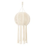 GloboStar® 36214 EGYPT Καπέλο Φωτιστικού Boho - Μακραμέ Πλεκτό Χειροποίητο Μπεζ Υφασμάτινο με Σχοινί Φ30 x Υ75cm
