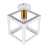 GloboStar® CUBE 00800 Μοντέρνο Φωτιστικό Οροφής Κύβος Μονόφωτο 1 x E27 IP20 Λευκό & Χάλκινο Μέταλλο - Μ25 x Π25 x Υ25cm