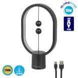 GloboStar® MAGNET 76544 Μοντέρνο Φωτιστικό Γραφείου Σκούρο Γκρι LED 15 Watt 1500lm DC 5V με Μαγνητικό Διακόπτη & Καλώδιο Τροφοδοσίας USB Θερμό Λευκό 2700K