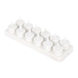 GloboStar® 79565 ΣΕΤ 12 Διακοσμητικών Realistic Κεριών με LED Εφέ Κινούμενης Φλόγας - με Ενσωματωμένη Μπαταρία - Επαναφορτιζόμενα & Βάση Φόρτισης Θερμό Λευκό 2700K