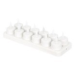 GloboStar® 79565 ΣΕΤ 12 Διακοσμητικών Realistic Κεριών με LED Εφέ Κινούμενης Φλόγας - με Ενσωματωμένη Μπαταρία - Επαναφορτιζόμενα & Βάση Φόρτισης Θερμό Λευκό 2700K