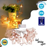 79804 Διακοσμητική Γιρλάντα Bronze Cone 3 Μέτρα με Διακόπτη On/Off - 20 LED 2W με Μπαταρίες 2xAA & Διάφανο Καλώδιο IP20 Θερμό Λευκό 2700K Μ3m