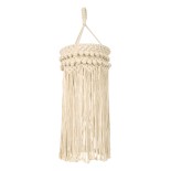 GloboStar® 36205 UGANDA Καπέλο Φωτιστικού Boho - Μακραμέ Πλεκτό Χειροποίητο Μπεζ Υφασμάτινο με Σχοινί Φ25 x Υ70cm