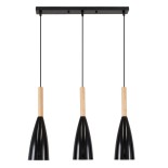 GloboStar® DILLON 00630 Μοντέρνο Κρεμαστό Φωτιστικό Οροφής Τρίφωτο 3 x E27 Μαύρο Μεταλλικό Καμπάνα Μ54 x Π14 x Υ130cm