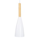 GloboStar® DILLON 00631 Μοντέρνο Κρεμαστό Φωτιστικό Ράγα Τρίφωτο 3 x E27 IP20 Λευκό Μέταλλο με Μπεζ Ξύλο - Μ54 x Π14 x Υ130cm