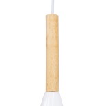 GloboStar® DILLON 00631 Μοντέρνο Κρεμαστό Φωτιστικό Ράγα Τρίφωτο 3 x E27 IP20 Λευκό Μέταλλο με Μπεζ Ξύλο - Μ54 x Π14 x Υ130cm
