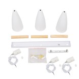 GloboStar® DILLON 00631 Μοντέρνο Κρεμαστό Φωτιστικό Ράγα Τρίφωτο 3 x E27 IP20 Λευκό Μέταλλο με Μπεζ Ξύλο - Μ54 x Π14 x Υ130cm
