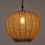 GloboStar® SIMON 00727 Boho Κρεμαστό Φωτιστικό Μπάλα Μονόφωτο 1 x E27 IP20 Μπεζ & Μπλε Σχοινί - Μ50 x Π50 x Y47cm