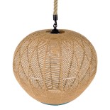 GloboStar® SIMON 00727 Boho Κρεμαστό Φωτιστικό Μπάλα Μονόφωτο 1 x E27 IP20 Μπεζ & Μπλε Σχοινί - Μ50 x Π50 x Y47cm