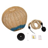 GloboStar® SIMON 00727 Boho Κρεμαστό Φωτιστικό Μπάλα Μονόφωτο 1 x E27 IP20 Μπεζ & Μπλε Σχοινί - Μ50 x Π50 x Y47cm