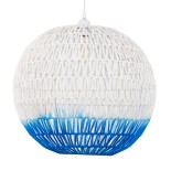 GloboStar® SANTOR 00729 Vintage Κρεμαστό Φωτιστικό Οροφής Μονόφωτο 1 x E27 Λευκό - Μπλε Καμπάνα με Σχοινί Φ50 x Υ50cm