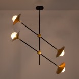 GloboStar® JOLIET 00779 Μοντέρνο Φωτιστικό Οροφής Πλέγμα Πολύφωτο 4 x G9 IP20 Μαύρο & Χρυσό Μέταλλο - Μ93 x Π20 x Υ106cm