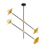 GloboStar® JOLIET 00779 Μοντέρνο Φωτιστικό Οροφής Πλέγμα Πολύφωτο 4 x G9 IP20 Μαύρο & Χρυσό Μέταλλο - Μ93 x Π20 x Υ106cm