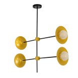 GloboStar® JOLIET 00779 Μοντέρνο Φωτιστικό Οροφής Πλέγμα Πολύφωτο 4 x G9 IP20 Μαύρο & Χρυσό Μέταλλο - Μ93 x Π20 x Υ106cm