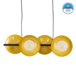 GloboStar® JOLIET 00782 Μοντέρνο Κρεμαστό Φωτιστικό Ράγα Πολύφωτο 4 x G9 IP20 Μαύρο & Χρυσό Μέταλλο - Μ65 x Π28 x Υ20cm