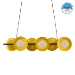 GloboStar® JOLIET 00783 Μοντέρνο Κρεμαστό Φωτιστικό Ράγα Πολύφωτο 6 x G9 IP20 Μαύρο & Χρυσό Μέταλλο - Μ95 x Π28 x Υ20cm
