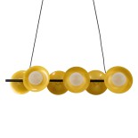 GloboStar® JOLIET 00783 Μοντέρνο Κρεμαστό Φωτιστικό Ράγα Πολύφωτο 6 x G9 IP20 Μαύρο & Χρυσό Μέταλλο - Μ95 x Π28 x Υ20cm