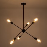 GloboStar® ZANE 00784 Μοντέρνο Φωτιστικό Οροφής Πλέγμα Πολύφωτο 6 x E27 IP20 Μαύρο Μέταλλο - Μ70 x Π70 x Υ100cm