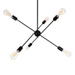 GloboStar® ZANE 00784 Μοντέρνο Φωτιστικό Οροφής Πλέγμα Πολύφωτο 6 x E27 IP20 Μαύρο Μέταλλο - Μ70 x Π70 x Υ100cm