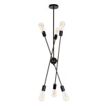 GloboStar® ZANE 00784 Μοντέρνο Φωτιστικό Οροφής Πλέγμα Πολύφωτο 6 x E27 IP20 Μαύρο Μέταλλο - Μ70 x Π70 x Υ100cm