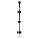 GloboStar® ZANE 00784 Μοντέρνο Φωτιστικό Οροφής Πλέγμα Πολύφωτο 6 x E27 IP20 Μαύρο Μέταλλο - Μ70 x Π70 x Υ100cm