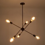 GloboStar® ZANE 00785 Μοντέρνο Φωτιστικό Οροφής Πλέγμα Πολύφωτο 6 x E27 IP20 Χάλκινο Μέταλλο - Μ70 x Π70 x Υ100cm