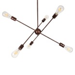 GloboStar® ZANE 00785 Μοντέρνο Φωτιστικό Οροφής Πλέγμα Πολύφωτο 6 x E27 IP20 Χάλκινο Μέταλλο - Μ70 x Π70 x Υ100cm