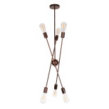 GloboStar® ZANE 00785 Μοντέρνο Φωτιστικό Οροφής Πλέγμα Πολύφωτο 6 x E27 IP20 Χάλκινο Μέταλλο - Μ70 x Π70 x Υ100cm