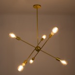 GLOBOSTAR® ZANE 00786 Μοντέρνο Φωτιστικό Οροφής με Ντουί 6 x E27 AC 220-240V IP20 - Χρυσό - Μ70 x Π70 x Υ100cm