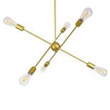 GLOBOSTAR® ZANE 00786 Μοντέρνο Φωτιστικό Οροφής με Ντουί 6 x E27 AC 220-240V IP20 - Χρυσό - Μ70 x Π70 x Υ100cm
