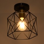 GLOBOSTAR® TRON 00792 Μοντέρνο Φωτιστικό Οροφής με Ντουί 1 x E27 AC 220-240V IP20 - Μαύρο & Χρυσό - Μ18 x Π18 x Υ19.5cm