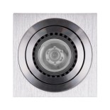 GloboStar® AKIRA 60623 Επιφανειακό Κινούμενο Τετράγωνο Φωτιστικό Σποτ Αλουμινίου με Ντουί GU10 AC 220-240V IP44 Μ8 x Π8 x Υ10cm - Ασημί Βούρτσας