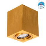 GloboStar® AKIRA 60624 Επιφανειακό Κινούμενο Τετράγωνο Φωτιστικό Σποτ Αλουμινίου με Ντουί GU10 AC 220-240V IP44 Μ8 x Π8 x Υ10cm - Χρυσό Βούρτσας