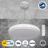 GloboStar® CASPER 61018 Κρεμαστή Πλαφονιέρα Οροφής LED CCT 76W 8372lm 120° AC 220-240V - Εναλλαγή Φωτισμού μέσω Τηλεχειριστηρίου All In One Ψυχρό Λευκό 6000k+Φυσικό Λευκό 4500k+Θερμό Λευκό 2700k Dimmable Φ45cm - Λευκό - 3 Years Warranty