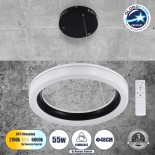 GloboStar® ARIANA 61037 Κρεμαστή Πλαφονιέρα Οροφής Κύκλος LED CCT 55W 6376lm 120° AC 220-240V - Εναλλαγή Φωτισμού μέσω Τηλεχειριστηρίου All In One Ψυχρό Λευκό 6000k+Φυσικό Λευκό 4500k+Θερμό Λευκό 2700k Dimmable Φ48cm - Μαύρο - 3 Years Warranty