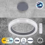 GloboStar® ARIANA 61039 Κρεμαστή Πλαφονιέρα Οροφής Κύκλος LED CCT 55W 6376lm 120° AC 220-240V - Εναλλαγή Φωτισμού μέσω Τηλεχειριστηρίου All In One Ψυχρό Λευκό 6000k+Φυσικό Λευκό 4500k+Θερμό Λευκό 2700k Dimmable Φ48cm - Γκρι Ανθρακί - 3 Years Warranty
