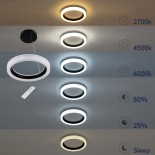 GloboStar® ARIANA 61039 Κρεμαστή Πλαφονιέρα Οροφής Κύκλος LED CCT 55W 6376lm 120° AC 220-240V - Εναλλαγή Φωτισμού μέσω Τηλεχειριστηρίου All In One Ψυχρό Λευκό 6000k+Φυσικό Λευκό 4500k+Θερμό Λευκό 2700k Dimmable Φ48cm - Γκρι Ανθρακί - 3 Years Warranty