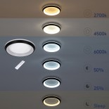 GloboStar® MELINA 61042 Πλαφονιέρα Οροφής Κύκλος LED CCT 55W 6376lm 120° AC 220-240V - Εναλλαγή Φωτισμού μέσω Τηλεχειριστηρίου All In One Ψυχρό Λευκό 6000k+Φυσικό Λευκό 4500k+Θερμό Λευκό 2700k Dimmable Φ48cm - Γκρι Ανθρακί - 3 Years Warranty