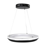 GloboStar® MELINA 61043 Κρεμαστή Πλαφονιέρα Οροφής Κύκλος LED CCT 55W 6376lm 120° AC 220-240V - Εναλλαγή Φωτισμού μέσω Τηλεχειριστηρίου All In One Ψυχρό Λευκό 6000k+Φυσικό Λευκό 4500k+Θερμό Λευκό 2700k Dimmable Φ48cm - Μαύρο - 3 Years Warranty