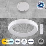 GloboStar® MELINA 61044 Κρεμαστή Πλαφονιέρα Οροφής Κύκλος LED CCT 55W 6376lm 120° AC 220-240V - Εναλλαγή Φωτισμού μέσω Τηλεχειριστηρίου All In One Ψυχρό Λευκό 6000k+Φυσικό Λευκό 4500k+Θερμό Λευκό 2700k Dimmable Φ48cm - Λευκό - 3 Years Warranty