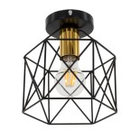 GLOBOSTAR® TRON 00792 Μοντέρνο Φωτιστικό Οροφής με Ντουί 1 x E27 AC 220-240V IP20 - Μαύρο & Χρυσό - Μ18 x Π18 x Υ19.5cm