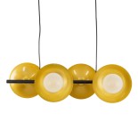 GloboStar® JOLIET 00782 Μοντέρνο Κρεμαστό Φωτιστικό Ράγα Πολύφωτο 4 x G9 IP20 Μαύρο & Χρυσό Μέταλλο - Μ65 x Π28 x Υ20cm