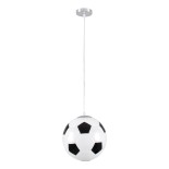 GloboStar® FOOTBALL 00647 Μοντέρνο Κρεμαστό Παιδικό Φωτιστικό Μπάλα Μονόφωτο 1 x E27 IP20 Λευκό & Μαύρο Γυαλί Μ25 x Π25 x Υ25cm