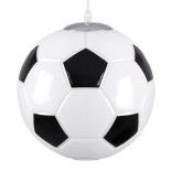 GloboStar® FOOTBALL 00647 Μοντέρνο Κρεμαστό Παιδικό Φωτιστικό Μπάλα Μονόφωτο 1 x E27 IP20 Λευκό & Μαύρο Γυαλί Μ25 x Π25 x Υ25cm