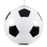 GloboStar® FOOTBALL 00647 Μοντέρνο Κρεμαστό Παιδικό Φωτιστικό Μπάλα Μονόφωτο 1 x E27 IP20 Λευκό & Μαύρο Γυαλί Μ25 x Π25 x Υ25cm