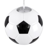 GloboStar® FOOTBALL 00647 Μοντέρνο Κρεμαστό Παιδικό Φωτιστικό Μπάλα Μονόφωτο 1 x E27 IP20 Λευκό & Μαύρο Γυαλί Μ25 x Π25 x Υ25cm