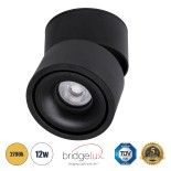 GloboStar® OMEGA-S 60301 Επιφανειακό LED Spot Downlight Φ10cm 12W 1500lm 36° AC 220-240V IP20 Φ10 x Υ10.5cm - Στρόγγυλο - Μαύρο - Θερμό Λευκό 2700K - Bridgelux COB - 5 Years Warranty
